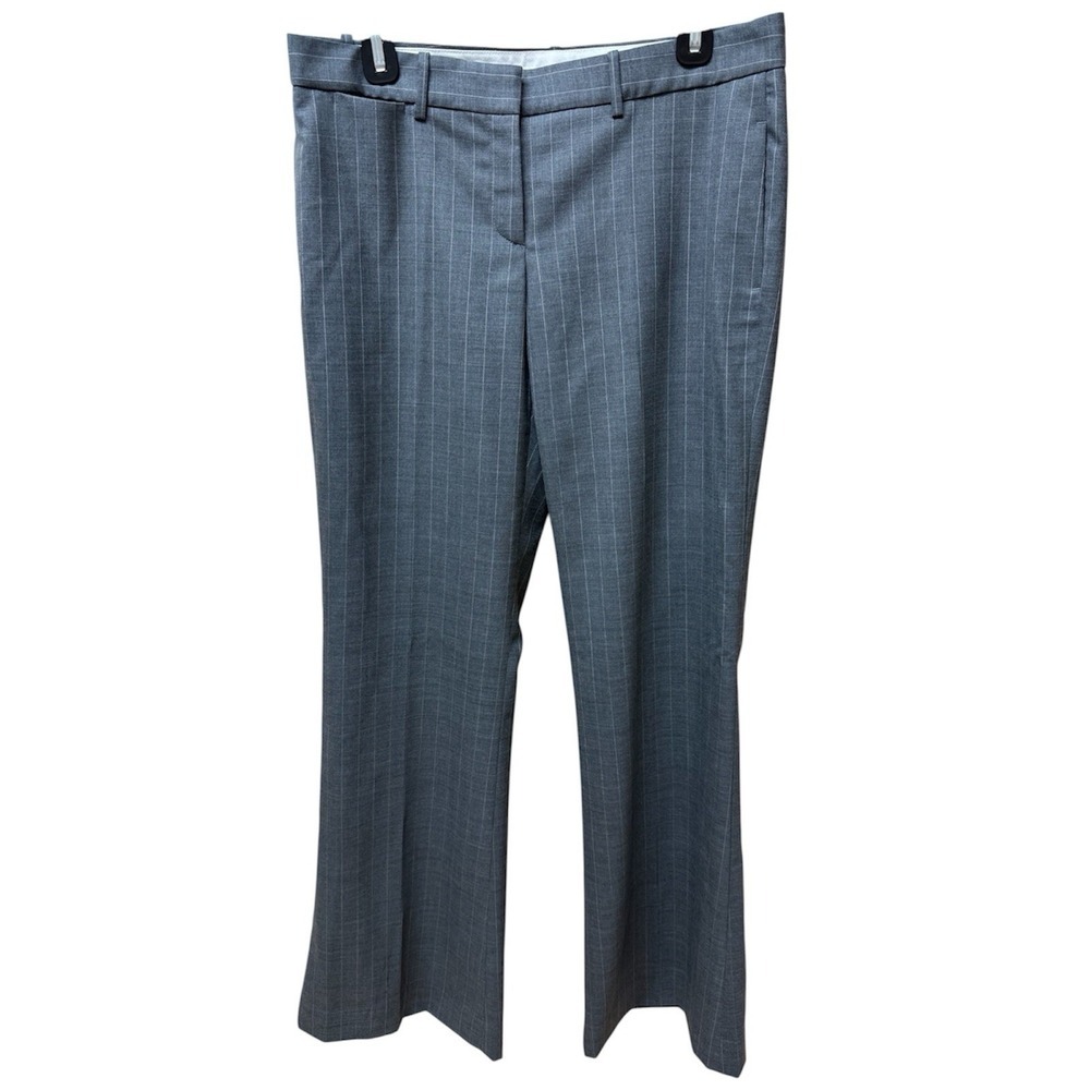 Theory Gray Pinstripe Virgin Wool Dress Pants Wide Leg Career Office. Sz 10